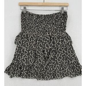 Les Coyotes de Paris Girls Black Print Chiffon Layered Ruffle Esther Skirt Sz 34